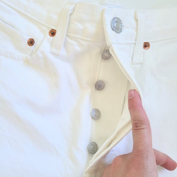 RE/DONE Originals Cutoff Ultra High Rise White Denim The Short Jean Shorts 28 - Picture 7 of 14